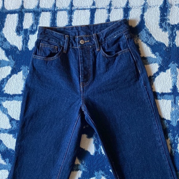 J. Galt small cotton dark denim raw hem high waisted jeans - Picture 2 of 15